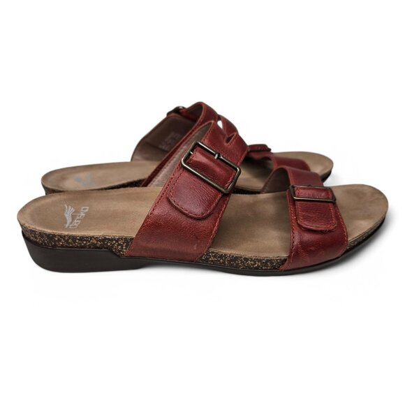 Dansko Rosie Red Leather Sandals Women's Buckled Strap Slide Strappy Summer 41 - Picture 6 of 8